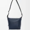Bolso bandolera Cubi pequeño en piel de becerro suave y flexible y jacquard Deep Navy
