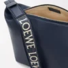 Bolso bandolera Cubi pequeño en piel de becerro suave y flexible y jacquard Deep Navy