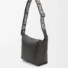 Bolso bandolera Cubi pequeño en piel de becerro suave y flexible y jacquard gris oscuro