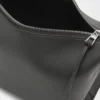 Bolso bandolera Cubi pequeño en piel de becerro suave y flexible y jacquard gris oscuro
