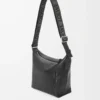 Bolso bandolera Cubi pequeño en piel de becerro suave y flexible y jacquard negro