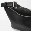 Bolso bandolera Cubi pequeño en piel de becerro suave y flexible y jacquard negro