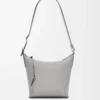 Bolso bandolera Cubi pequeño en piel de becerro suave y jacquard gris asfalto