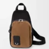 Bolso bandolera Flex en lona y ante Negro/Oro oscuro