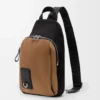 Bolso bandolera Flex en lona y ante Negro/Oro oscuro