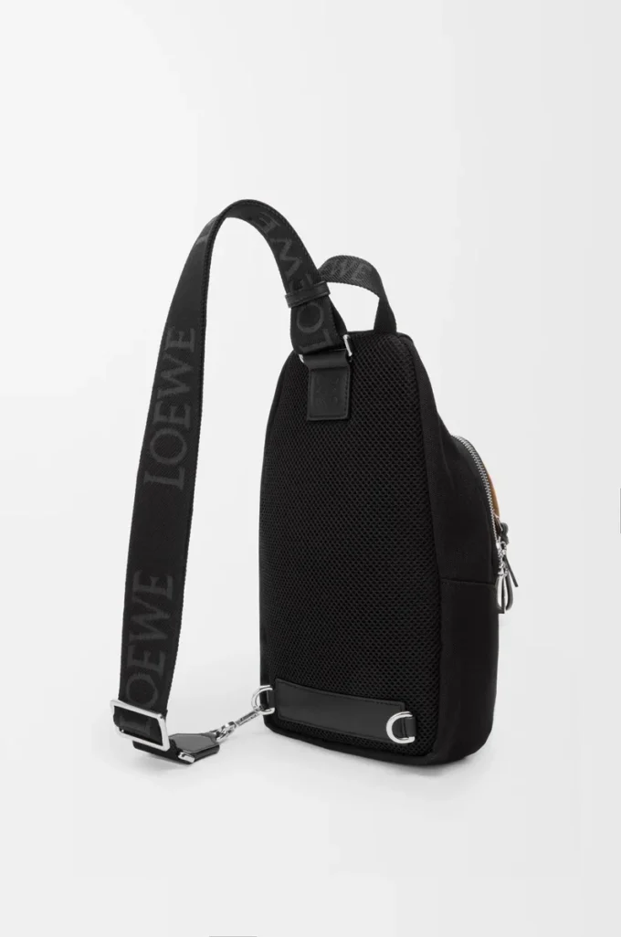 Bolso bandolera Flex en lona y ante Negro/Oro oscuro