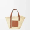 Bolso Basket en hoja de palma y piel de becerro Natural/Tan Bolso Basket en hoja de palma y piel de becerro Natural/Tan
