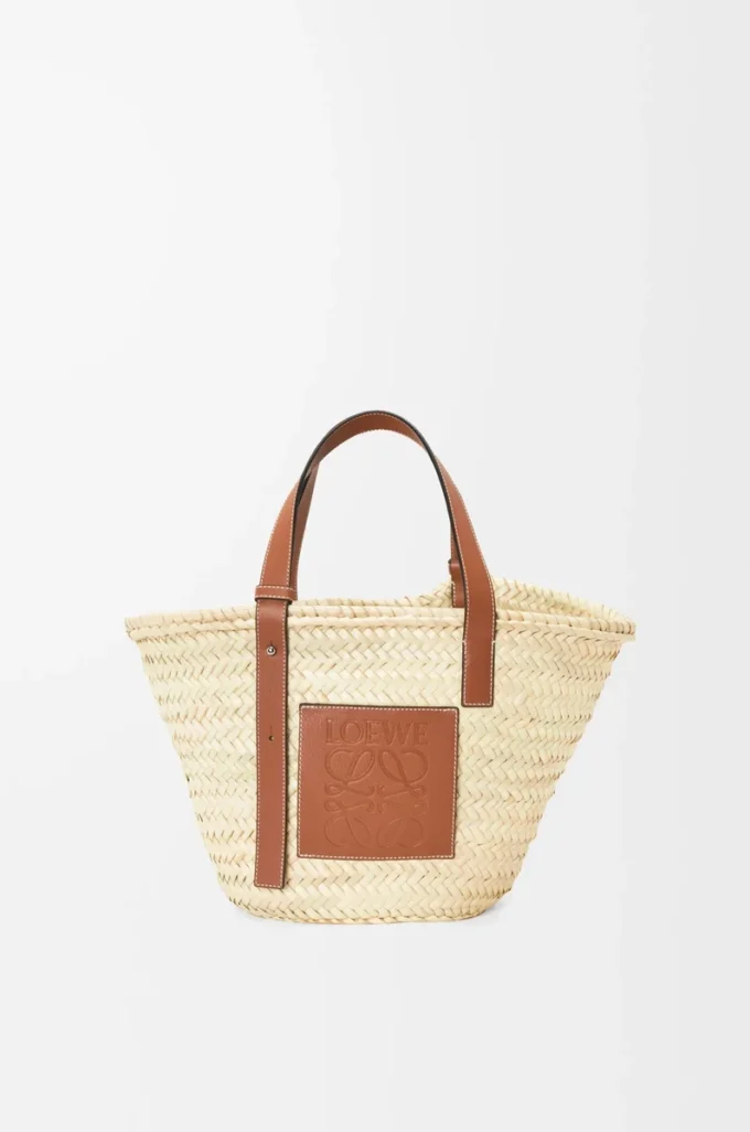 Bolso Basket en hoja de palma y piel de becerro Natural/Tan Bolso Basket en hoja de palma y piel de becerro Natural/Tan