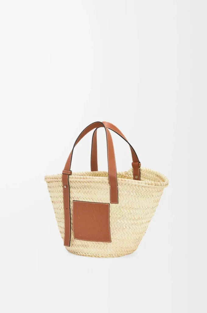 Bolso Basket en hoja de palma y piel de becerro Natural/Tan Bolso Basket en hoja de palma y piel de becerro Natural/Tan