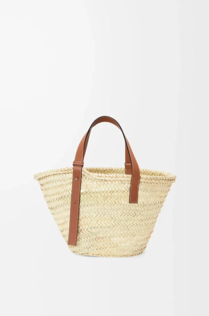 Bolso Basket en hoja de palma y piel de becerro Natural/Tan Bolso Basket en hoja de palma y piel de becerro Natural/Tan