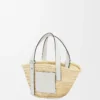 Bolso Basket pequeño en hoja de palma y piel de becerro Natural/Blanco Bolso Basket pequeño en hoja de palma y piel de becerro Natural/Blanco