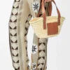 Bolso Basket pequeño en hoja de palma y piel de becerro Natural/Marrón claro Bolso Basket pequeño en hoja de palma y piel de becerro Natural/Marrón claro
