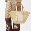 Bolso cesta en hoja de palma y piel de becerro Natural/Blanco Bolso cesta en hoja de palma y piel de becerro Natural/Blanco