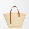 Bolso Classic Basket grande en hoja de palma y piel de becerro Natural/Tan Bolso Classic Basket grande en hoja de palma y piel de becerro Natural/Tan
