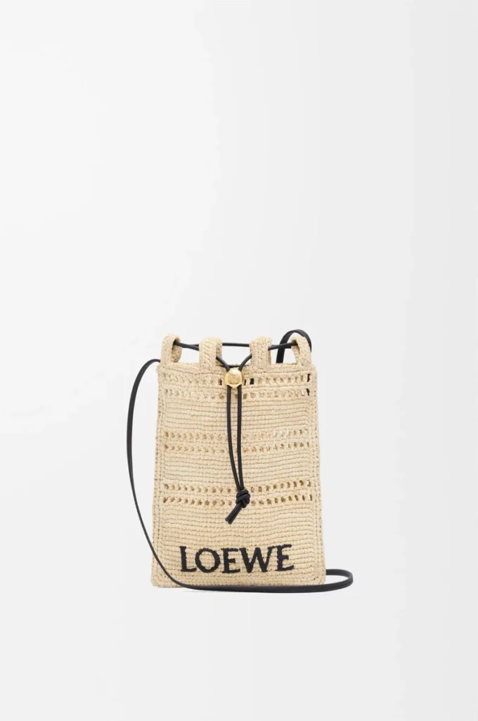 Bolso con cordón en rafia Natural/Negro Bolso con cordón en rafia Natural/Negro