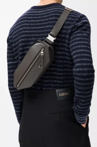 Bolso convertible en piel de becerro clásica Gris oscuro