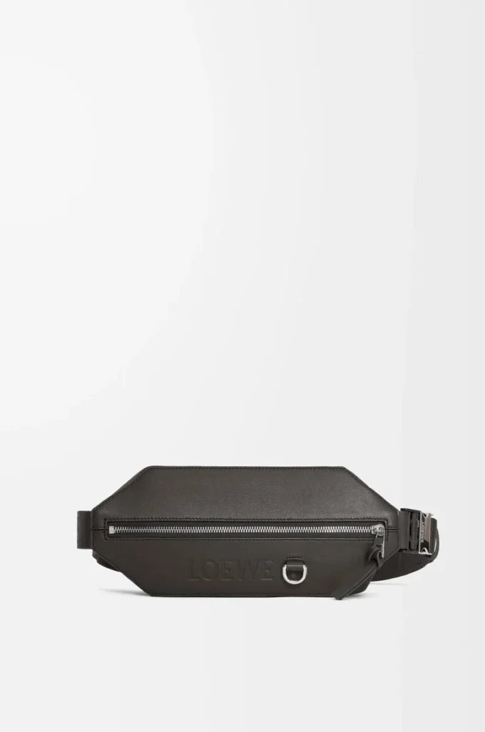 Bolso convertible en piel de becerro clásica Gris oscuro