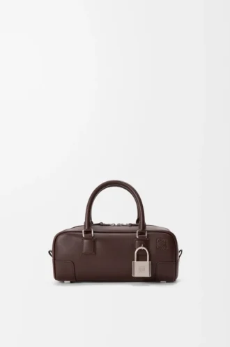 Bolso corto Amazona 23 en piel de becerro brillante Marrón oscuro