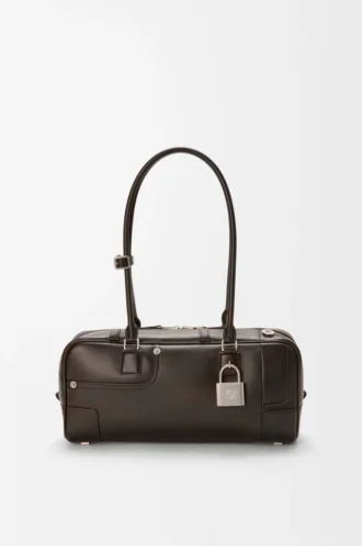 Bolso corto Panta Amazona 31 en piel de becerro brillante Vintage Brown