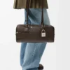 Bolso corto Panta Amazona 31 en piel de becerro brillante Vintage Brown