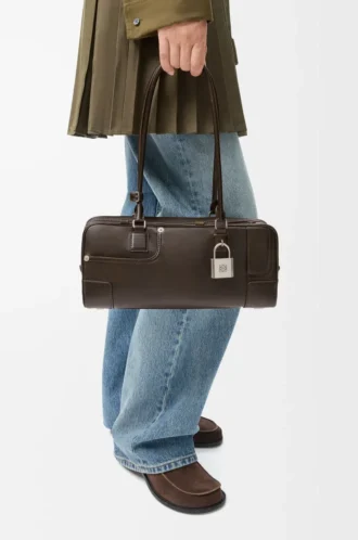 Bolso corto Panta Amazona 31 en piel de becerro brillante Vintage Brown
