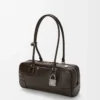 Bolso corto Panta Amazona 31 en piel de becerro brillante Vintage Brown