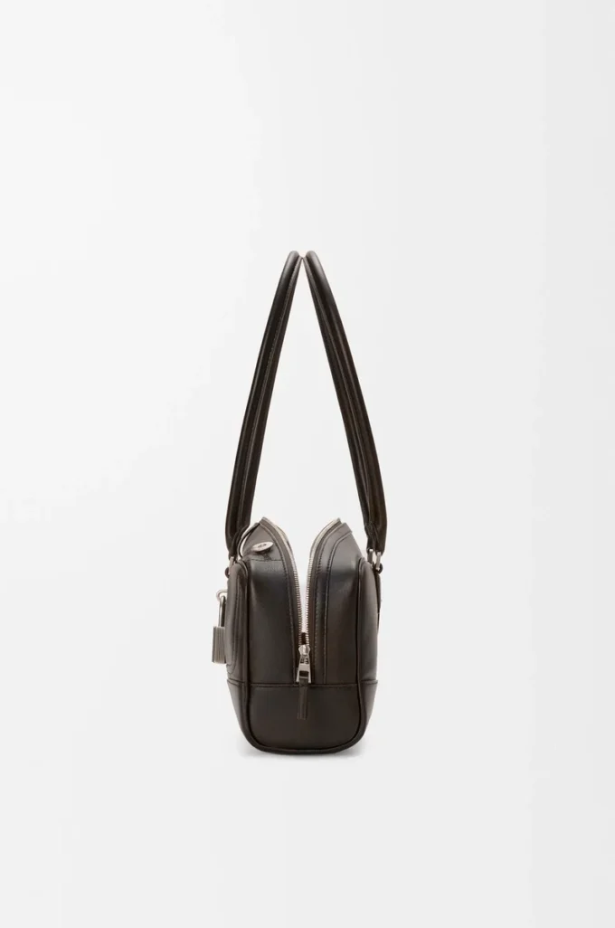 Bolso corto Panta Amazona 31 en piel de becerro brillante Vintage Brown
