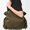 Bolso de mano Flamenco grande en piel de becerro napa Dark Khaki