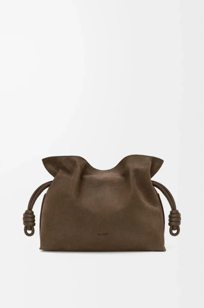 Bolso de mano Flamenco mediano en nubuck granulado Tundra