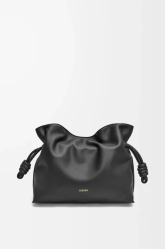 Bolso de mano Flamenco mediano en piel de becerro napa Black