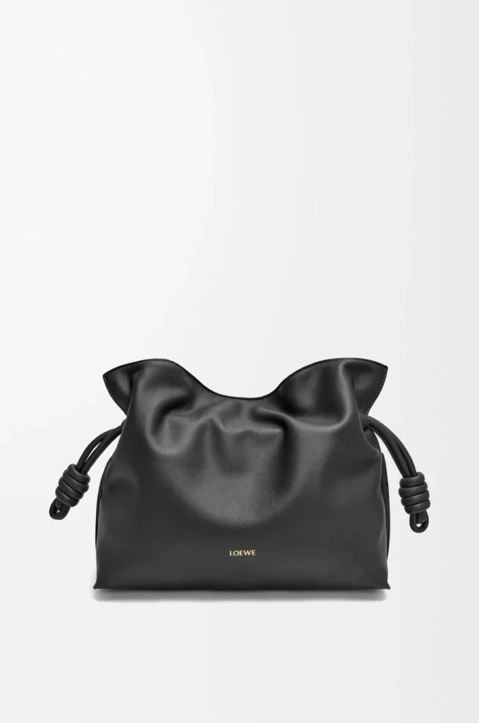 Bolso de mano Flamenco mediano en piel de becerro napa Black