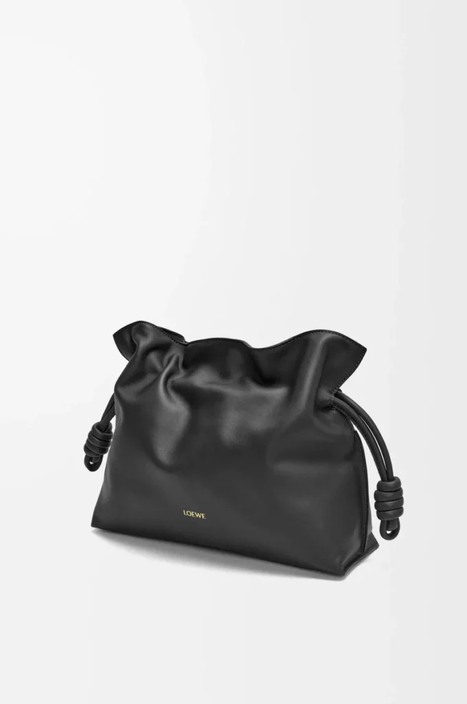 Bolso de mano Flamenco mediano en piel de becerro napa Black