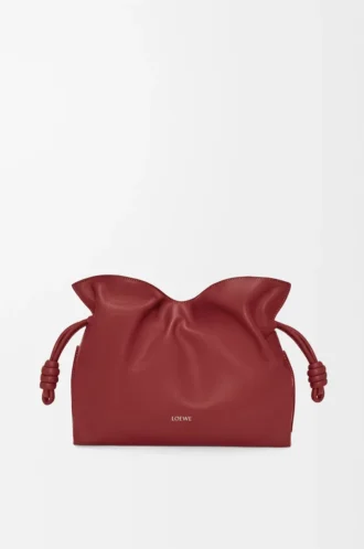 Bolso de mano Flamenco mediano en piel de becerro napa Burnt Red