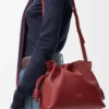 Bolso de mano Flamenco mediano en piel de becerro napa Burnt Red
