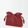Bolso de mano Flamenco mediano en piel de becerro napa Burnt Red