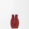Bolso de mano Flamenco mediano en piel de becerro napa Burnt Red