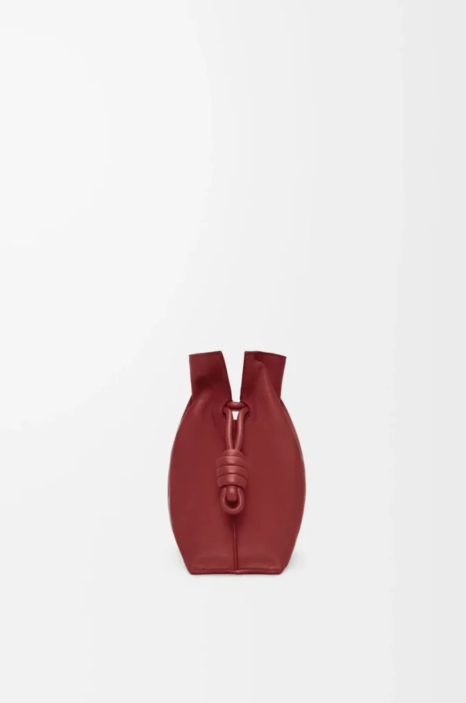 Bolso de mano Flamenco mediano en piel de becerro napa Burnt Red