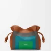 Bolso de mano Flamenco mediano en piel de becerro napa Caramel/Bright Green