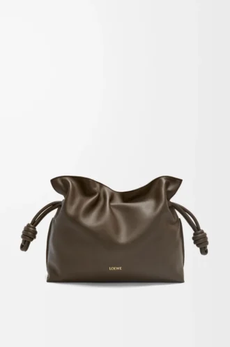 Bolso de mano Flamenco mediano en piel de becerro napa Chocolate