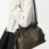 Bolso de mano Flamenco mediano en piel de becerro napa Chocolate