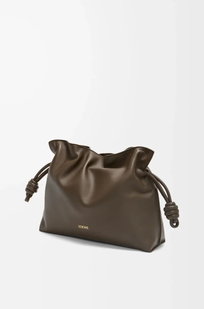 Bolso de mano Flamenco mediano en piel de becerro napa Chocolate