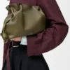 Bolso de mano Flamenco mediano en piel de becerro napa Dark Khaki