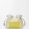 Bolso de mano Flamenco mediano en piel de becerro napa Gris pálido/Citrino claro