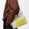 Bolso de mano Flamenco mediano en piel de becerro napa Gris pálido/Citrino claro