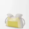 Bolso de mano Flamenco mediano en piel de becerro napa Gris pálido/Citrino claro