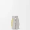 Bolso de mano Flamenco mediano en piel de becerro napa Gris pálido/Citrino claro