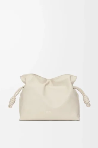 Bolso de mano Flamenco mediano en piel de becerro napa Sea Salt