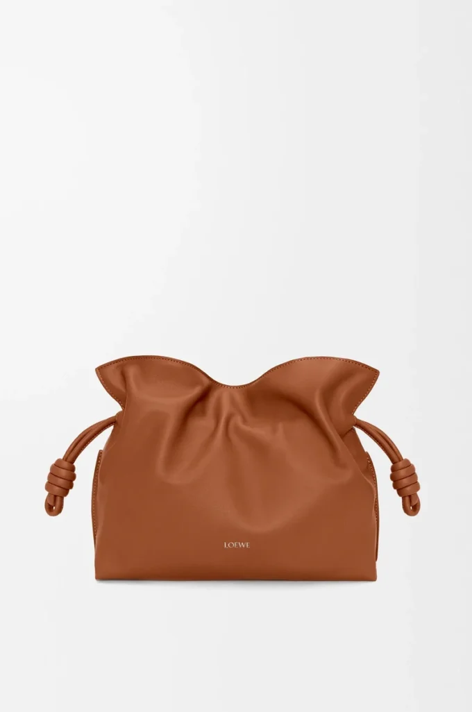 Bolso de mano Flamenco mediano en piel de becerro napa Squirrel
