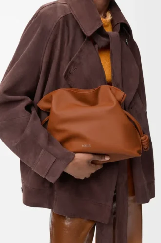 Bolso de mano Flamenco mediano en piel de becerro napa Squirrel
