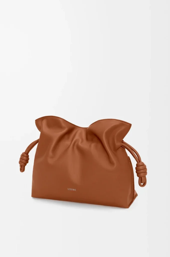 Bolso de mano Flamenco mediano en piel de becerro napa Squirrel